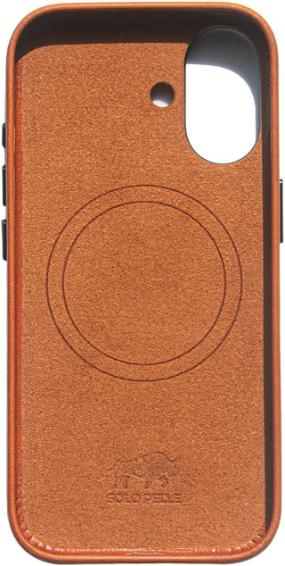 Solo Pelle Lederhülle für das iPhone 17 in 6.3 Zoll Princeton Case Cognac Braun + Kartenetui Leder Hülle Ledertasche Backcover aus echtem Leder geeignet für MagSafe Zubehör