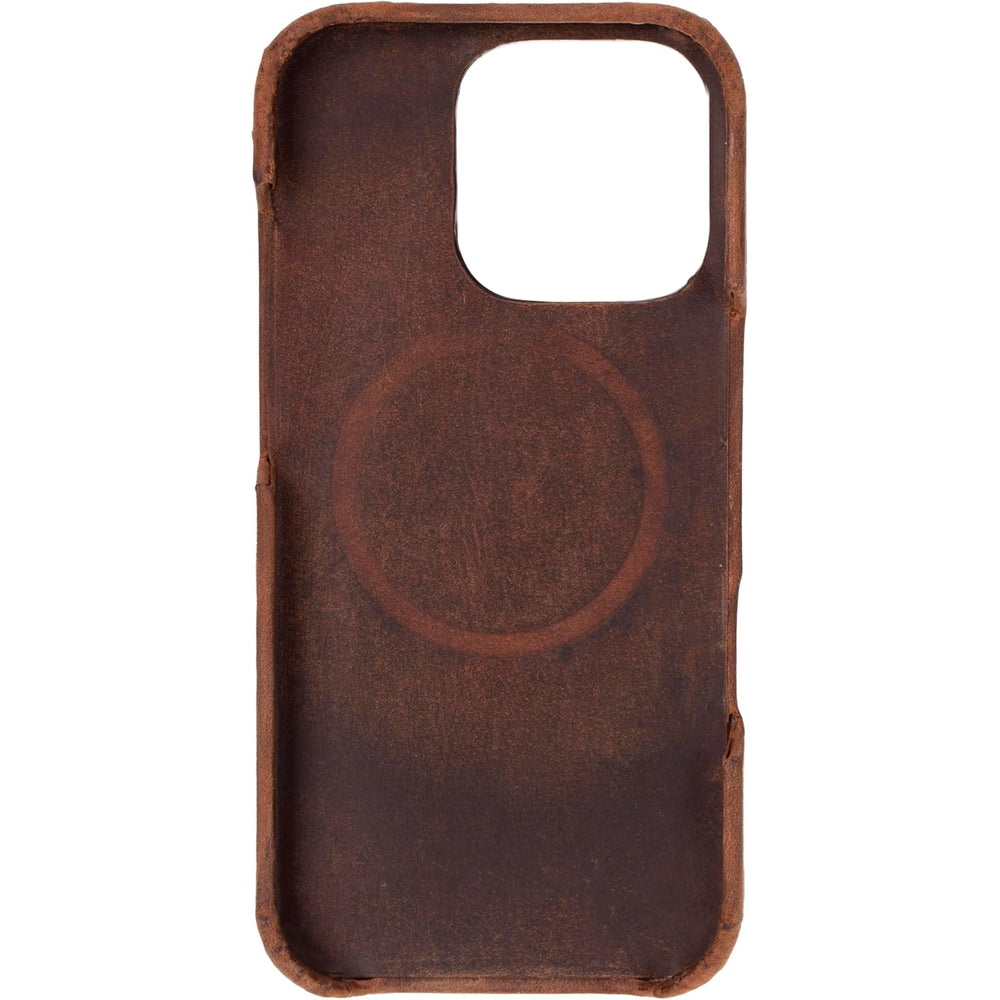 Solo Pelle Lederhülle für das iPhone 16 Pro in 6.3 Zoll Princeton Case Leder Hülle Ledertasche Backcover aus echtem Leder geeignet für MagSafe Zubehör Vintage Braun