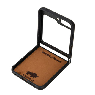 Solo Pelle Lederhülle für das Samsung Galaxy Z Flip5 Flip 5 Hülle aus echtem Leder, Model: Stanford klappbar