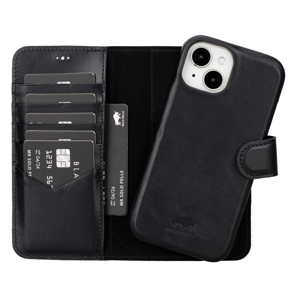 Solo Pelle Lederhülle für das iPhone 14 Plus in 6.7 Zoll Princeton Case - Matt Schwarz