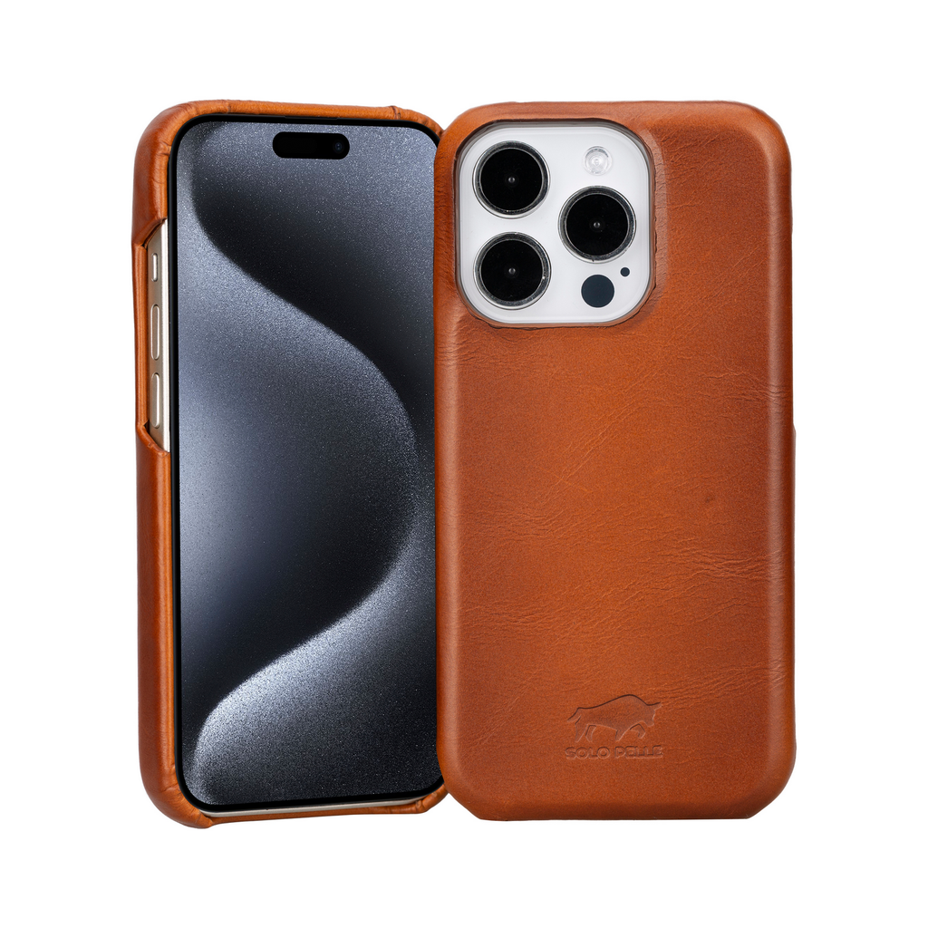 Solo Pelle Custodia In Vera Pelle Per IPhone 15 Pro Max 6,7", Princeton, Grigio Pietra, Con Supporto MagSafe E Protezione Antiurto - 2