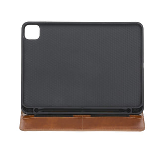 Solo Pelle magnetische abnehmbare Hülle geeignet für Apple iPad Pro 11" 2020 Hülle Echtleder Case aus echtem Leder. Unterstützt Pencil 2 und magnetisches Laden (Cognac Braun Effekt)