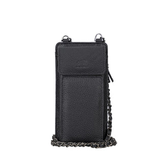 Leder Telefonetui Geldbörse passend zu Allen Geräten bis 7 Zoll - Schwarz