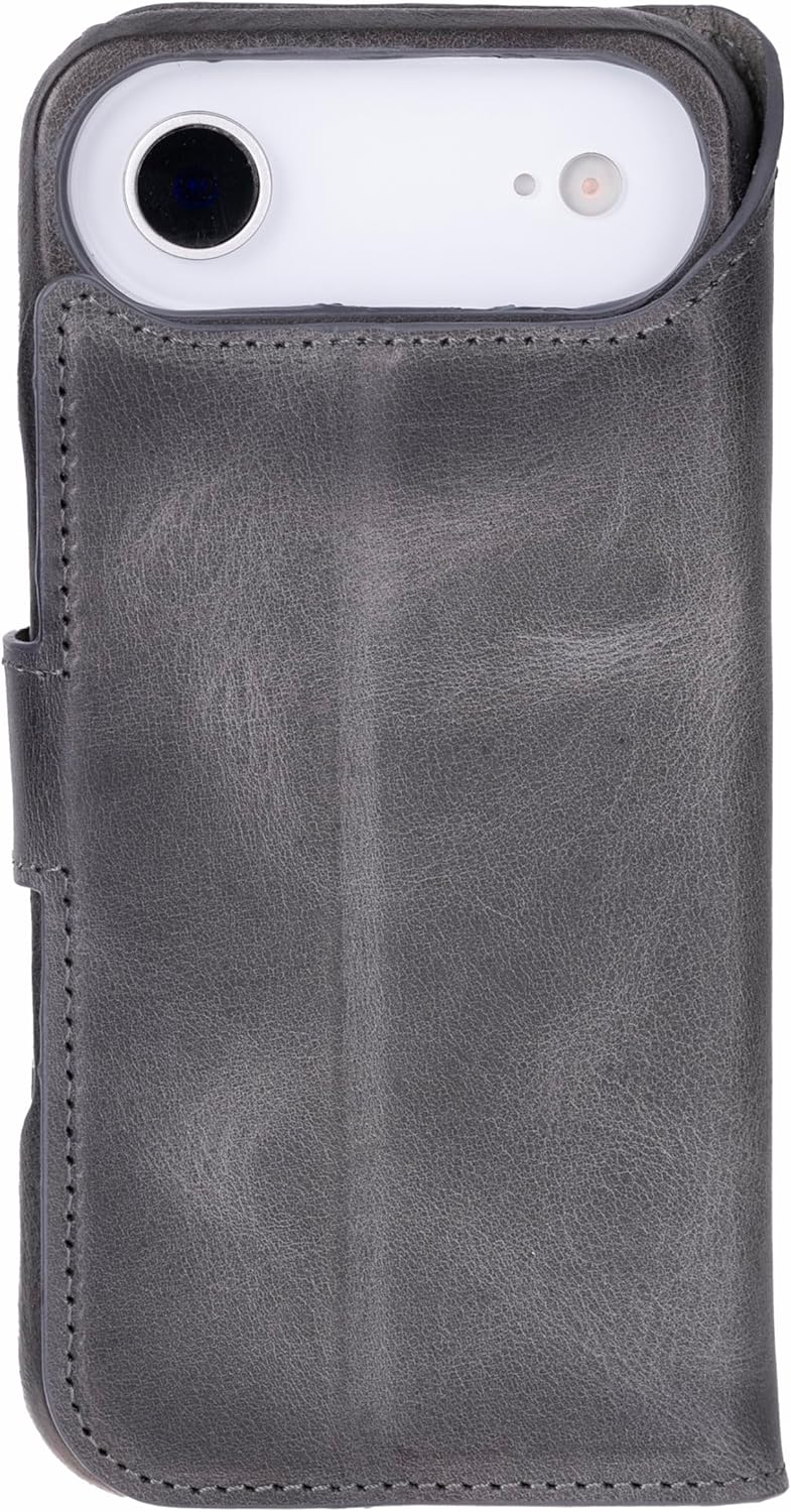 Solo Pelle Steingrau Lederhülle kompatibel für iPhone Air in 6.5 Zoll abnehmbare Hülle (2in1) inkl. Kartenfächer geeignet für MagSafe Zubehör