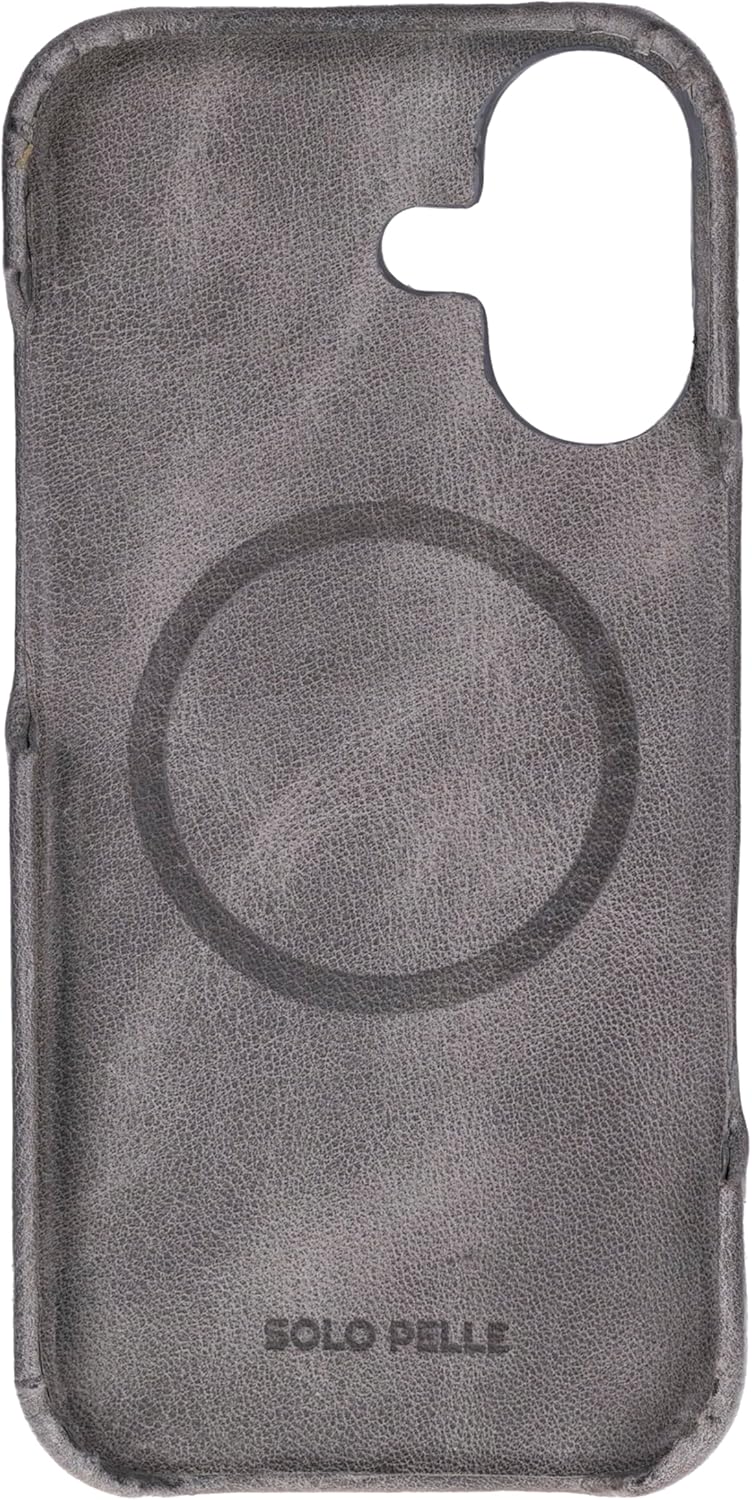 Steingrau Braun Braun Solo Pelle Lederhülle kompatibel für iPhone 17 in 6.3 Zoll abnehmbare Hülle (2in1) inkl. Kartenfächer geeignet für MagSafe Zubehör