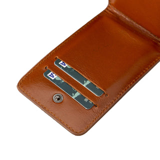 Leder Telefonetui Geldbörse passend zu Allen Geräten bis 7 Zoll - Cognac Braun