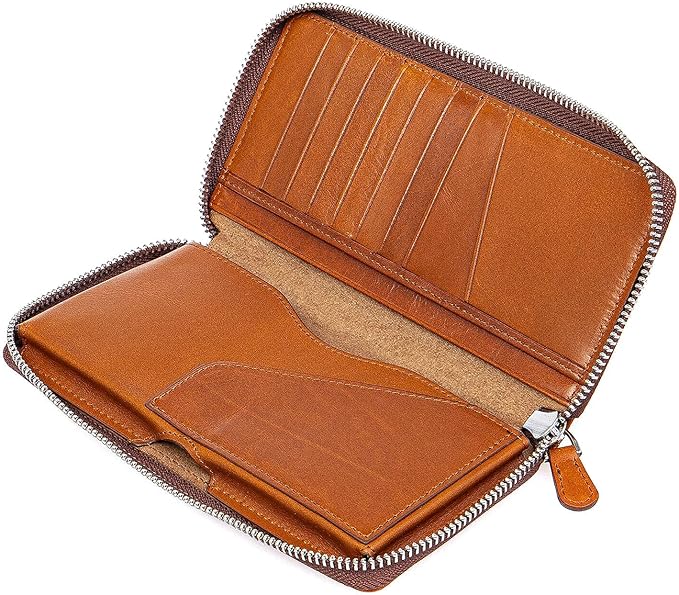 Solo Pelle " Universal Wallet passend für Apple iPhone 17 und iPhone 11 bis 16 Pro Max und Geräte bis 7,1 Zoll Reiseetui I Geldbörse aus echtem Leder (Cognac Braun Effekt) Maß: 8,8cm x 18cm x 2,3cm