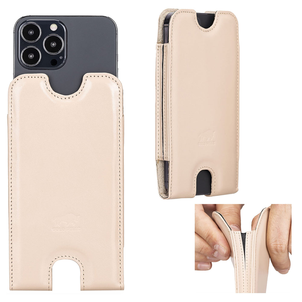 Solo Pelle Lederhülle für das iPhone bis 6.1 Zoll Leder Hülle Sleeve - Nude Rosa