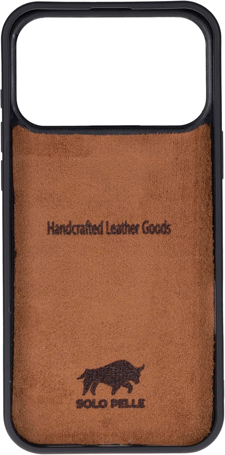 Solo Pelle Vintage Braun Lederhülle für das iPhone 17 Pro in 6.3 Zoll Stanford Case Leder Hülle Ledertasche Backcover aus echtem Leder geeignet für MagSafe Zubehör (Kopya)