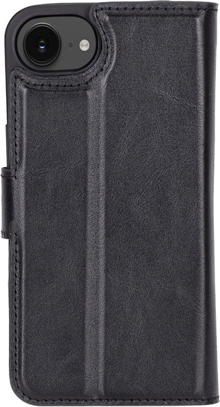 Solo Pelle Lederhülle kompatibel für iPhone 16e in 6.1 Zoll Schwarz abnehmbare Hülle (2in1) inkl. Kartenfächer geeignet für MagSafe Zubehör