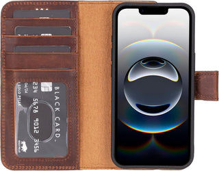 Solo Pelle Lederhülle kompatibel für iPhone 16e in 6.1 Zoll Vintage Braun abnehmbare Hülle (2in1) inkl. Kartenfächer geeignet für MagSafe Zubehör