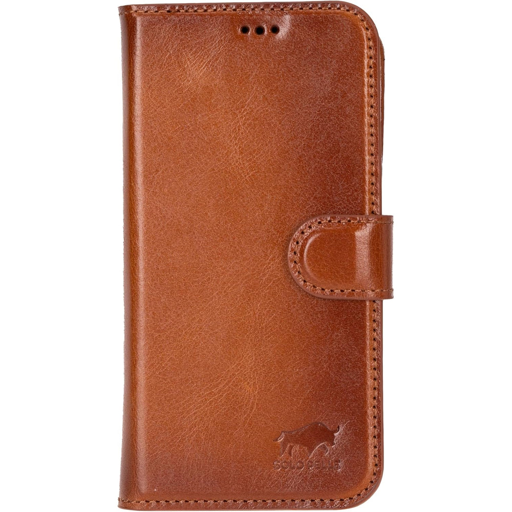 Solo Pelle Lederhülle kompatibel für iPhone 16 in 6.1 Zoll abnehmbare Hülle (2in1) inkl. Kartenfächer geeignet für MagSafe Zubehör Cognac Braun