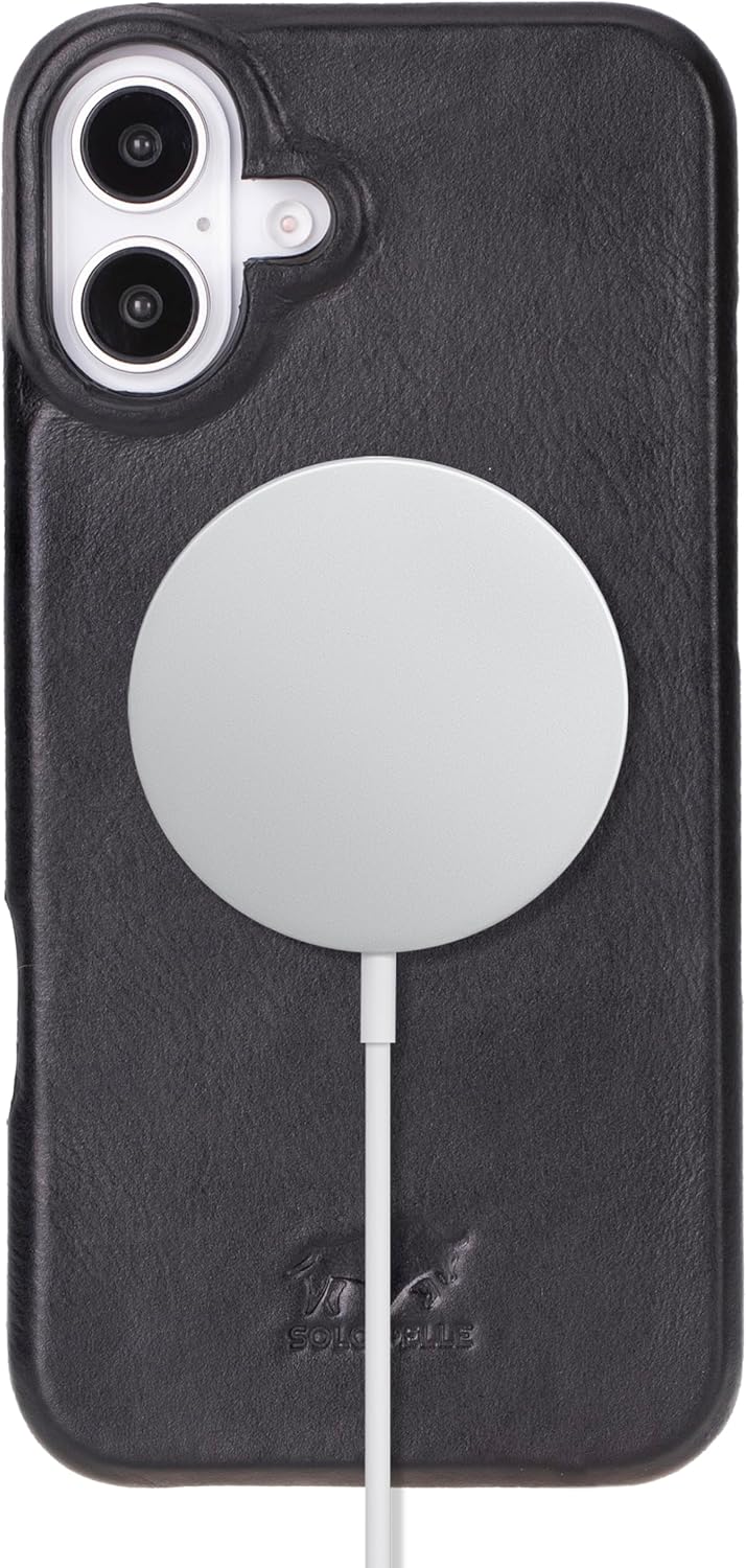 Solo Pelle Lederhülle kompatibel für iPhone 16 Plus in 6.7 Zoll abnehmbare Hülle (2in1) inkl. Kartenfächer geeignet für MagSafe Zubehör Schwarz