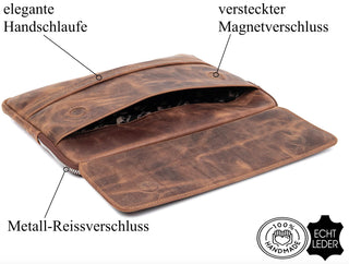 Solo Pelle Ledertasche Businesstasche Arbeitstasche ROM für das Apple Macbook Pro 13 /  12 Zoll - Cognac Braun