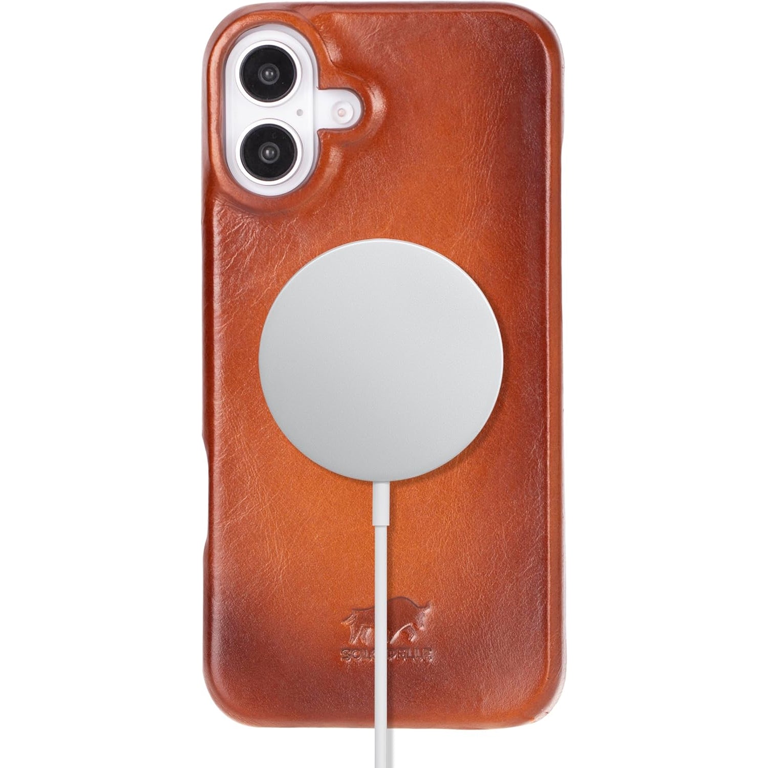 Solo Pelle Lederhülle für das iPhone 16 Plus in 6.7 Zoll Princeton Case Leder Hülle Ledertasche Backcover aus echtem Leder geeignet für MagSafe Zubehö Cognac Braun Lifestyle