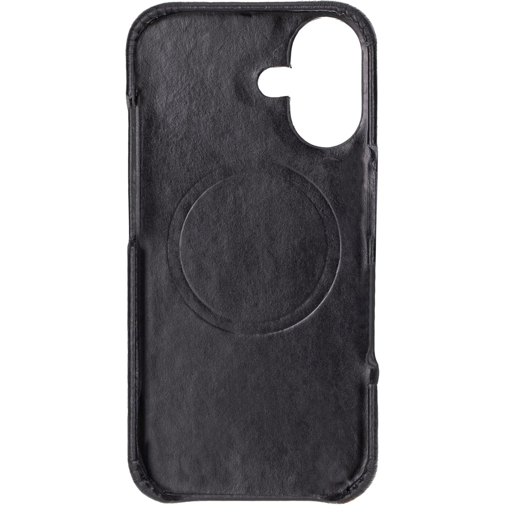 Solo Pelle Lederhülle für das iPhone 16 in 6.1 Zoll Princeton Case Leder Hülle Ledertasche Backcover aus echtem Leder geeignet für MagSafe Zubehör Schwarz
