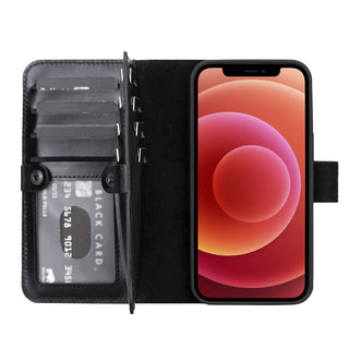 Solo Pelle Lederhülle kompatibel für iPhone 13 Pro in 6.1 Zoll abnehmbare Hülle (2in1) Harvard Double - Steingrau