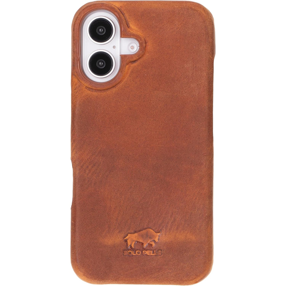 Solo Pelle Lederhülle für das iPhone 16 in 6.1 Zoll Princeton Case Leder Hülle Ledertasche Backcover aus echtem Leder geeignet für MagSafe Zubehör Camel Braun