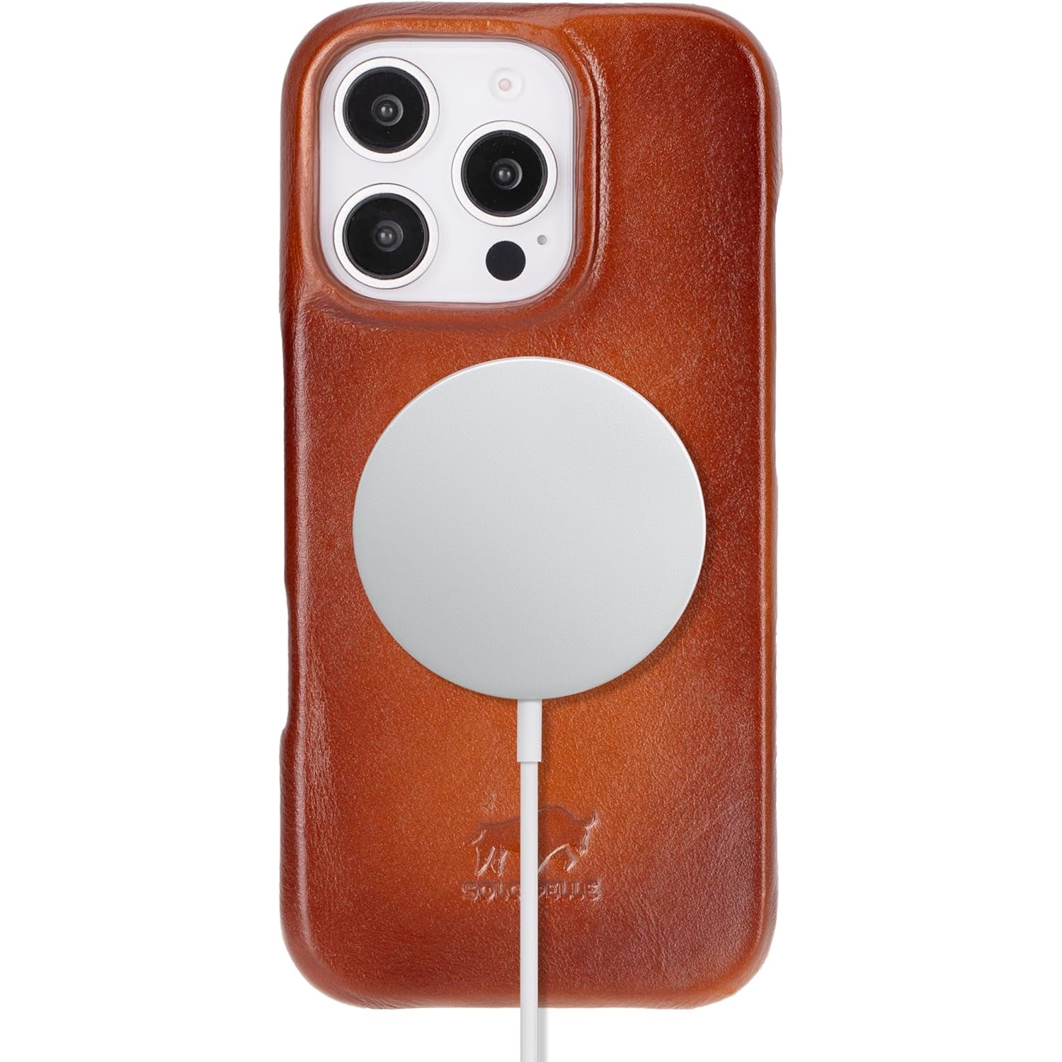 Solo Pelle Lederhülle für das iPhone 16 Pro in 6.3 Zoll Princeton Case Leder Hülle Ledertasche Backcover aus echtem Leder geeignet für MagSafe Zubehör Cognac Braun Lifestyle