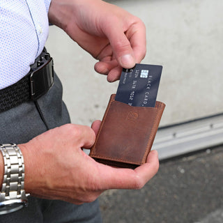 Slim Wallet "Lean" mit Münzfach 12 Karten - Vintage Braun