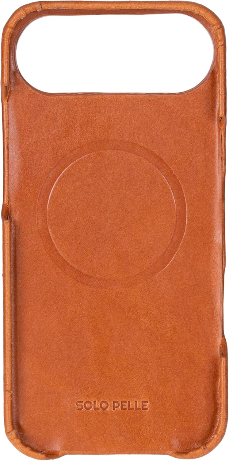 Solo Pelle Cognac Braun Lederhülle kompatibel für iPhone Air in 6.5 Zoll abnehmbare Hülle (2in1) inkl. Kartenfächer geeignet für MagSafe Zubehör