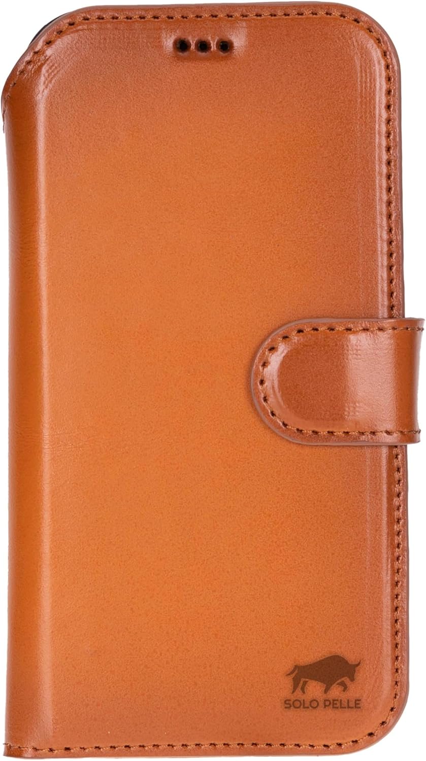 Solo Pelle Cognac Braun Lederhülle kompatibel für iPhone 17 Pro in 6.3 Zoll abnehmbare Hülle (2in1) inkl. Kartenfächer geeignet für MagSafe Zubehör