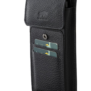 Leder Telefonetui Geldbörse passend zu Allen Geräten bis 7 Zoll - Schwarz
