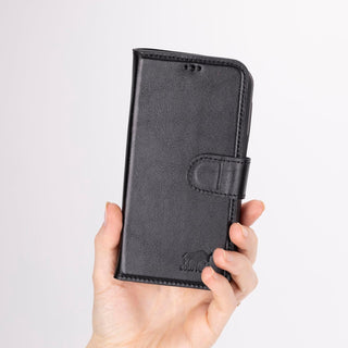 Solo Pelle Lederhülle kompatibel für iPhone 16e in 6.1 Zoll Schwarz abnehmbare Hülle (2in1) inkl. Kartenfächer geeignet für MagSafe Zubehör
