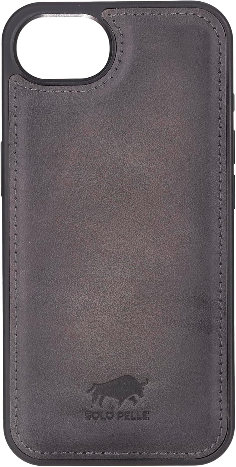 Solo Pelle Lederhülle für das iPhone 16e in 6.1 Zoll Steingrau Stanford Case Leder Hülle Ledertasche Backcover aus echtem Leder geeignet für MagSafe Zubehör