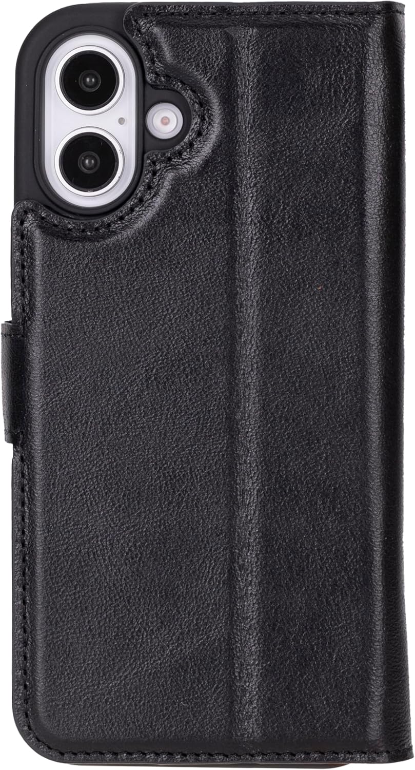 Solo Pelle Lederhülle kompatibel für iPhone 16 in 6.1 Zoll abnehmbare Hülle (2in1) inkl. Kartenfächer geeignet für MagSafe Zubehör Schwarz