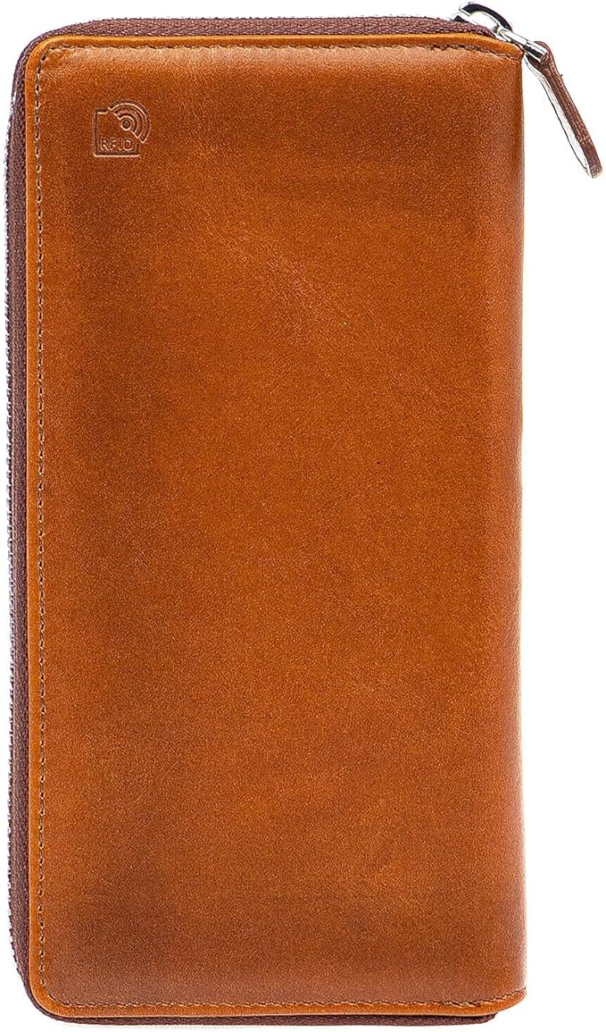 Solo Pelle " Universal Wallet passend für Apple iPhone 17 und iPhone 11 bis 16 Pro Max und Geräte bis 7,1 Zoll Reiseetui I Geldbörse aus echtem Leder (Cognac Braun Effekt) Maß: 8,8cm x 18cm x 2,3cm