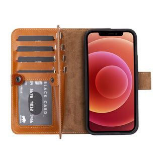 Solo Pelle Lederhülle kompatibel für iPhone 13 Pro in 6.1 Zoll abnehmbare Hülle (2in1) Harvard Double - Steingrau