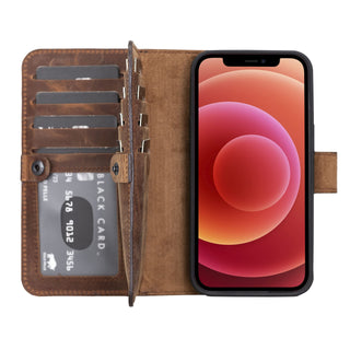 Solo Pelle Lederhülle kompatibel für iPhone 13 Pro in 6.1 Zoll abnehmbare Hülle (2in1) Harvard Double - Steingrau