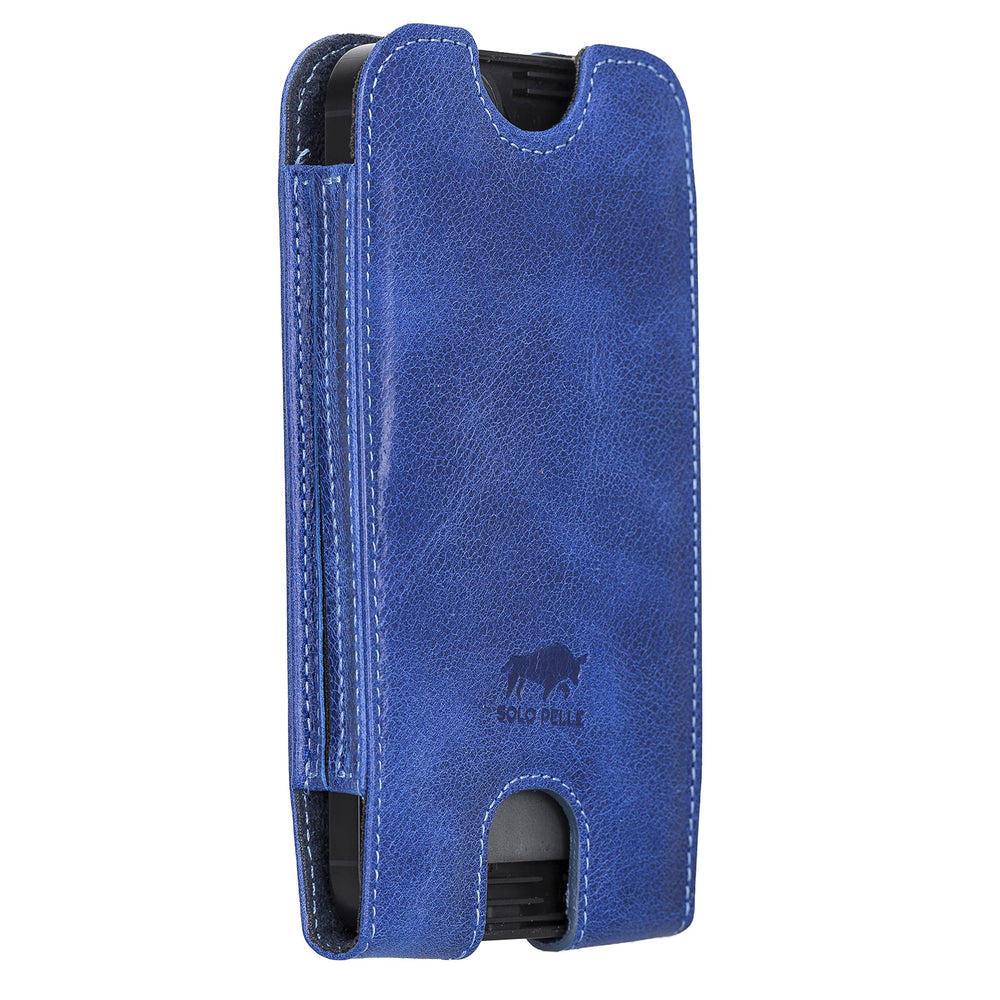 Solo Pelle Lederhülle für das iPhone bis 6.1 Zoll Leder Hülle Sleeve - Vintage Blau