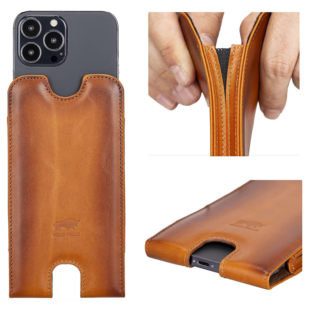 Solo Pelle Lederhülle Alle Geräte bis 6.7 Zoll Case Leder Hülle - Cognac Braun