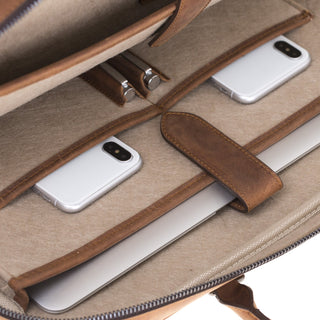 Solo Pelle Leder Aktentasche I Businesstasche I Arbeitstasche I Reisetasche I Tasche Sardis in Vintage Braun