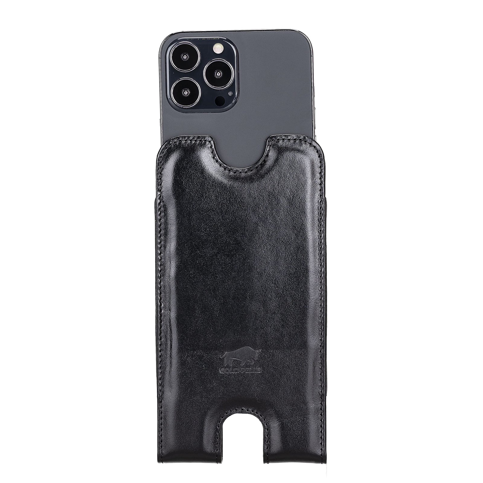 Solo Pelle Lederhülle für das iPhone bis 6.1 Zoll Leder Hülle Sleeve - Schwarz Lifestyle