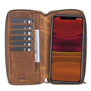 Solo Pelle Ledergeldbörse mit Scheinfach und Münzfach für Diverse Mobilgeräte 6.1 - Cognac Braun
