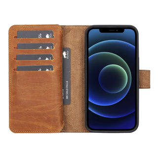 Solo Pelle Lederhülle kompatibel für iPhone 13 Pro in 6.1 Zoll abnehmbare Hülle (2in1) Harvard Double - Steingrau