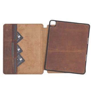 Solo Pelle magnetische abnehmbare Hülle geeignet für Apple iPad Pro 12,9" 2020 + 2021 Hülle Echtleder Case aus echtem Leder. Unterstützt Pencil 2 und magnetisches Laden (Vintage Braun)