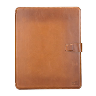 Solo Pelle abnehmbare Lederhülle Harvard geeignet für Apple iPad Pro 12.9" 2018 Hülle Cover Schwarz aus echtem Leder mit Stifthalter. Pencil 2 magnetisch Laden möglich (Cognac Braun Burned)