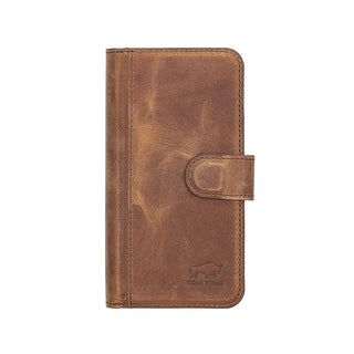 Solo Pelle Lederhülle kompatibel für iPhone 13 Pro in 6.1 Zoll abnehmbare Hülle (2in1) Harvard Double - Steingrau