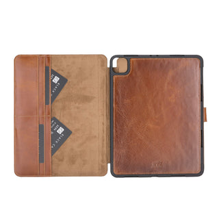 Solo Pelle magnetische abnehmbare Hülle geeignet für Apple iPad Pro 11" 2020 Hülle Echtleder Case aus echtem Leder. Unterstützt Pencil 2 und magnetisches Laden (Cognac Braun Effekt)