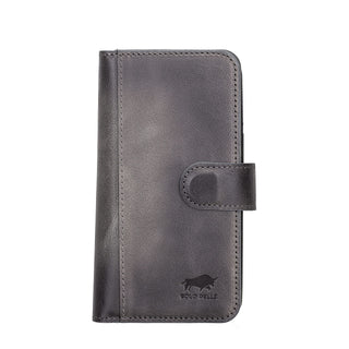 Solo Pelle Lederhülle kompatibel für iPhone 13 Pro in 6.1 Zoll abnehmbare Hülle (2in1) Harvard Double - Steingrau