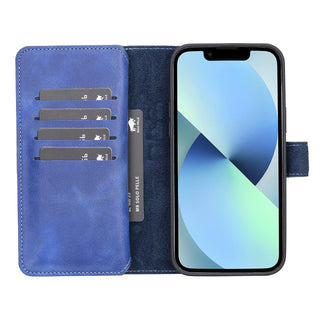 Solo Pelle Lederhülle kompatibel für iPhone 13 Pro in 6.1 Zoll abnehmbare Hülle (2in1) Harvard Double - Steingrau