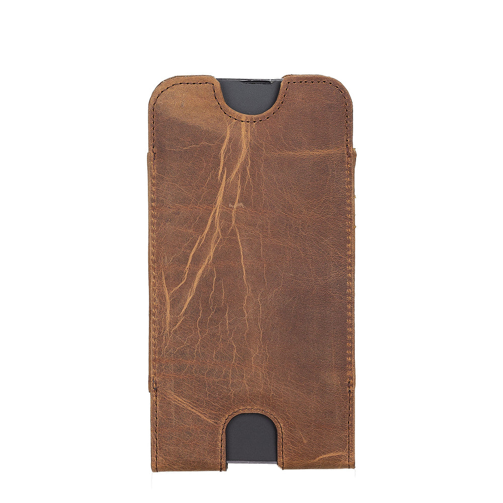 Solo Pelle Lederhülle für das iPhone bis 6.1 Zoll Leder Hülle Sleeve - Vintage Braun