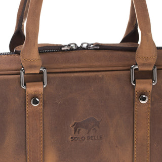Solo Pelle Leder Aktentasche I Businesstasche I Arbeitstasche I Reisetasche I Tasche Sardis in Vintage Braun