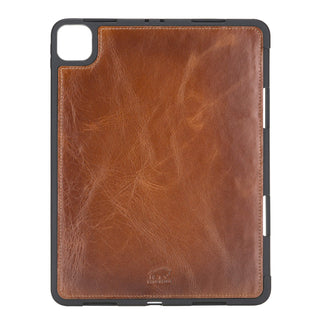 Solo Pelle magnetische abnehmbare Hülle geeignet für Apple iPad Pro 11" 2020 Hülle Echtleder Case aus echtem Leder. Unterstützt Pencil 2 und magnetisches Laden (Cognac Braun Effekt)