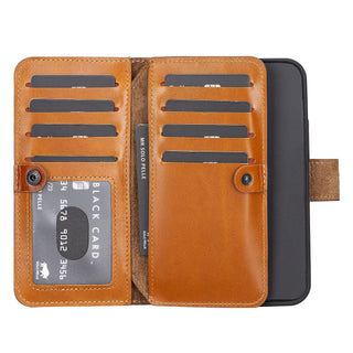 Solo Pelle Lederhülle kompatibel für iPhone 13 Pro in 6.1 Zoll abnehmbare Hülle (2in1) Harvard Double - Steingrau