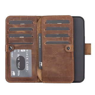 Solo Pelle Lederhülle kompatibel für iPhone 13 Pro in 6.1 Zoll abnehmbare Hülle (2in1) Harvard Double - Steingrau